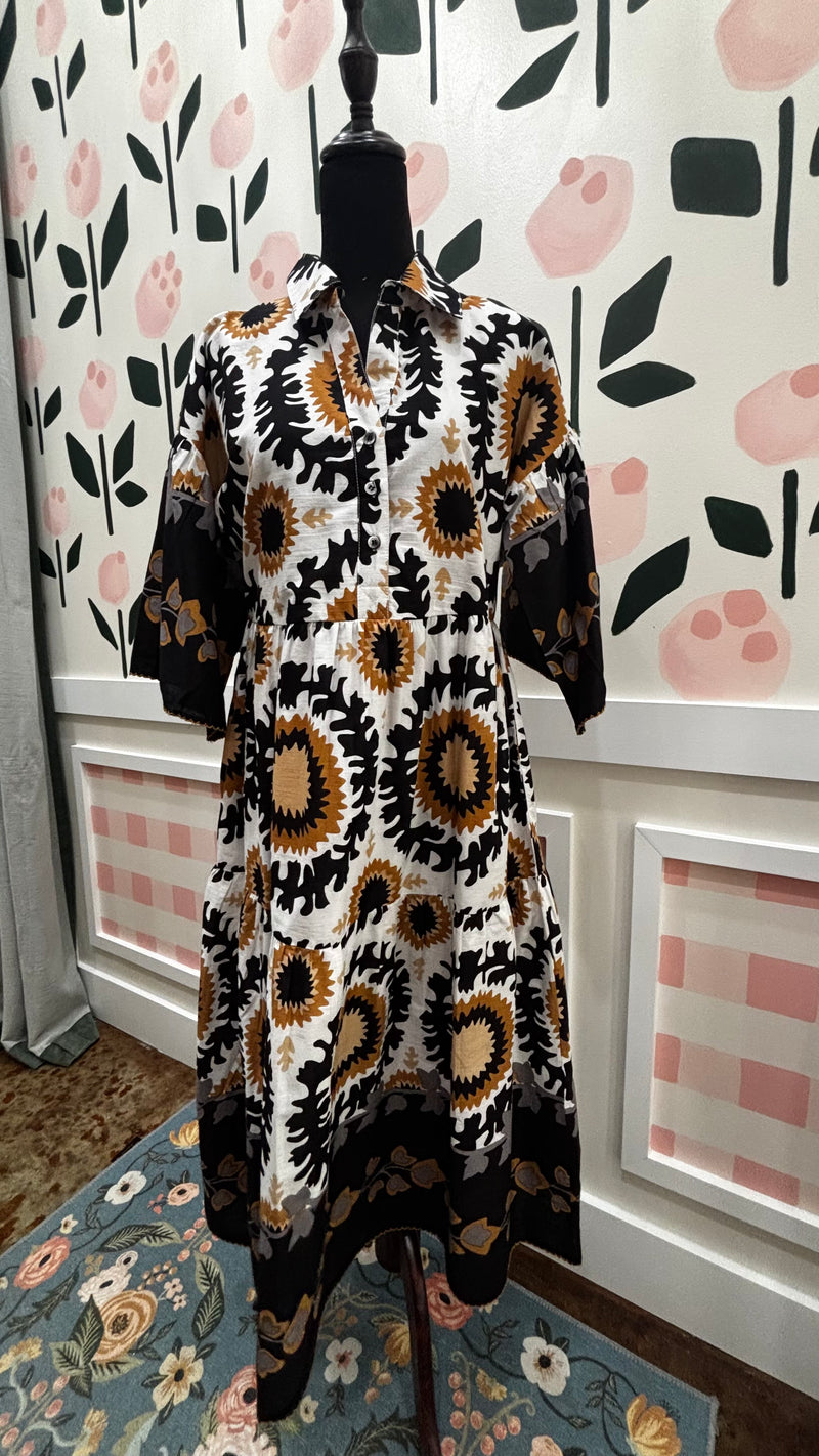 Tiered Maxi Border dress