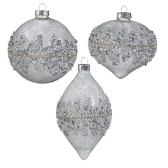 4” beaded ornament silver