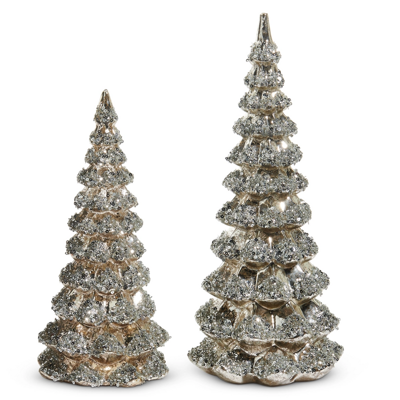Silver sequin trees (set of 2)