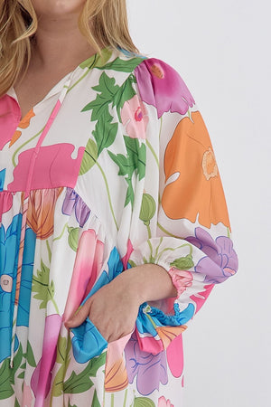 Off White Plus Size Floral Dress