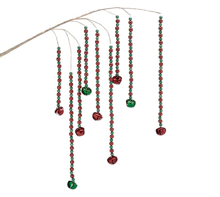 25” red and green beaded spray