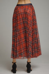 Red Plaid maxi skirt