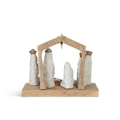 Wood carved nativity scene
