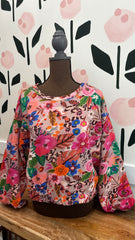 Crew neck sweatshirt in rich fall florals