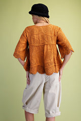 Embroidery baby doll top