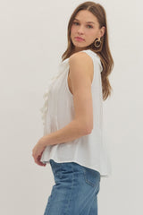 Ruffled button down SS sleeve