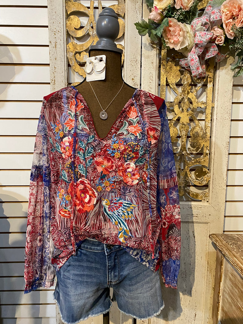 Mazzy Peasant Ruffle Blouse-Mayborn