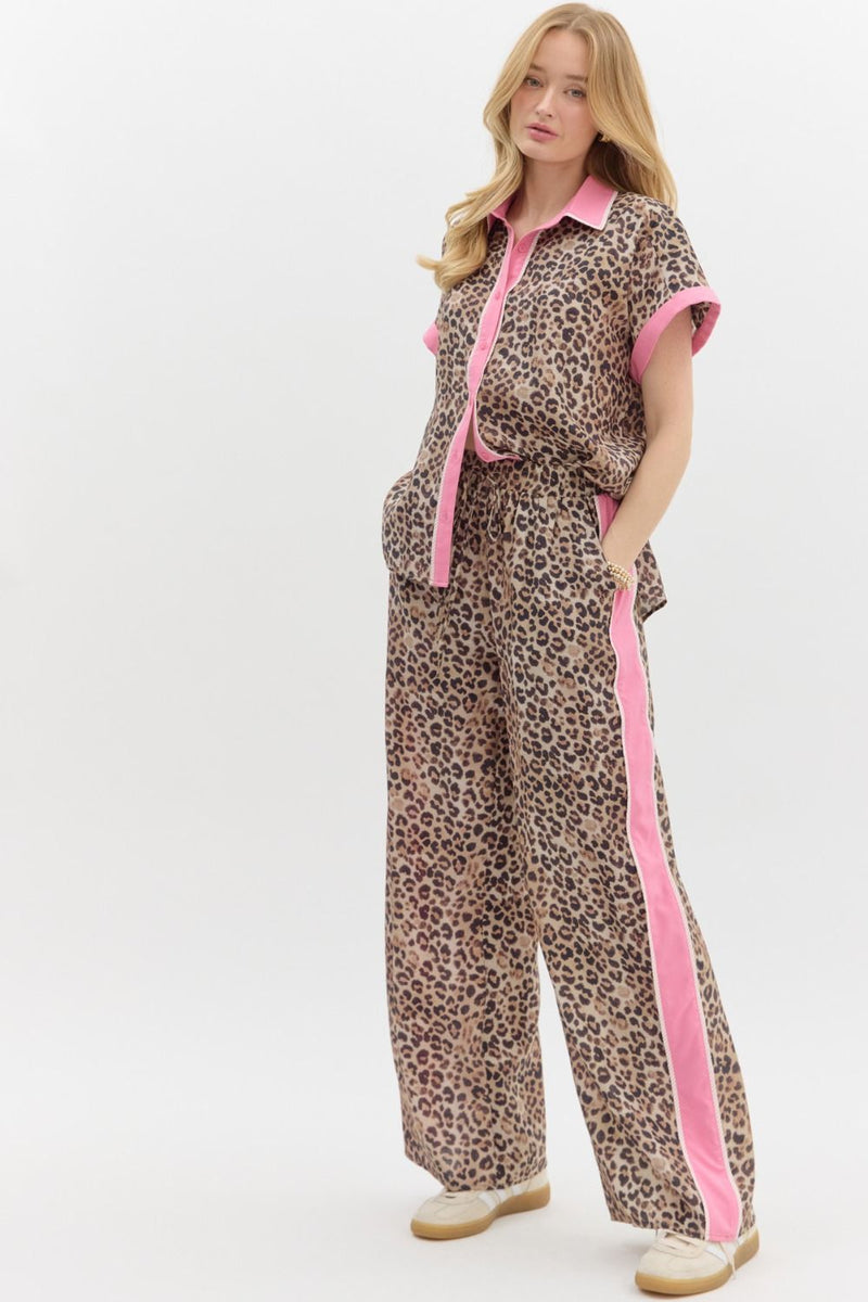 Leopard and pink pant set