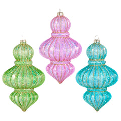 7.5” bright glitter finial ornament