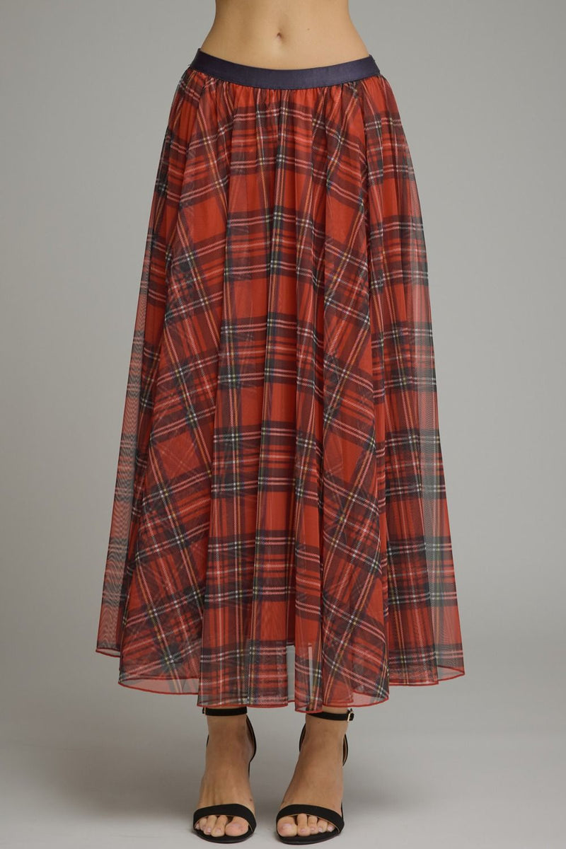 Red Plaid maxi skirt