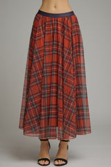 Red Plaid maxi skirt