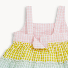 Multi Gigham tiered dress with bloomers
