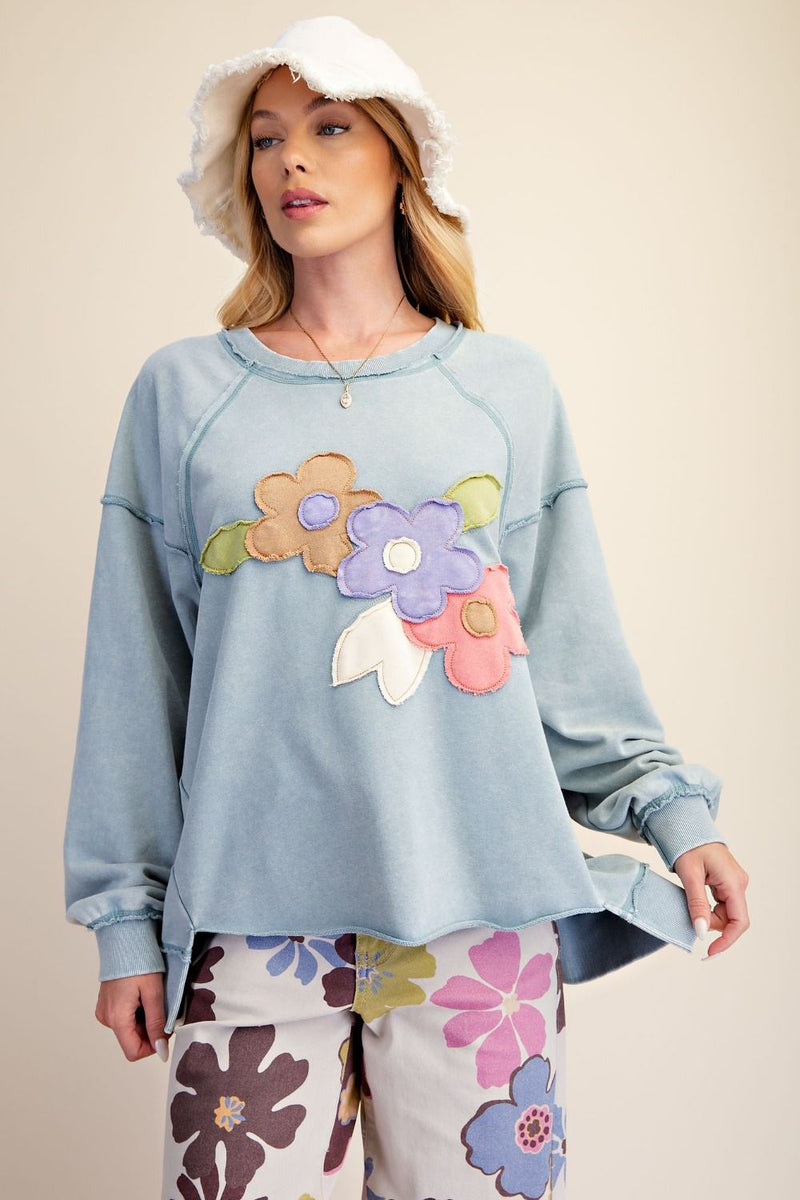 Appliqué flower sweatshirt