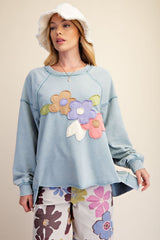 Appliqué flower sweatshirt
