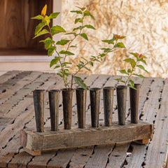 Flower Centerpiece wood and tin