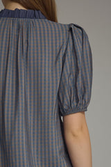 Navy and Taupe check top