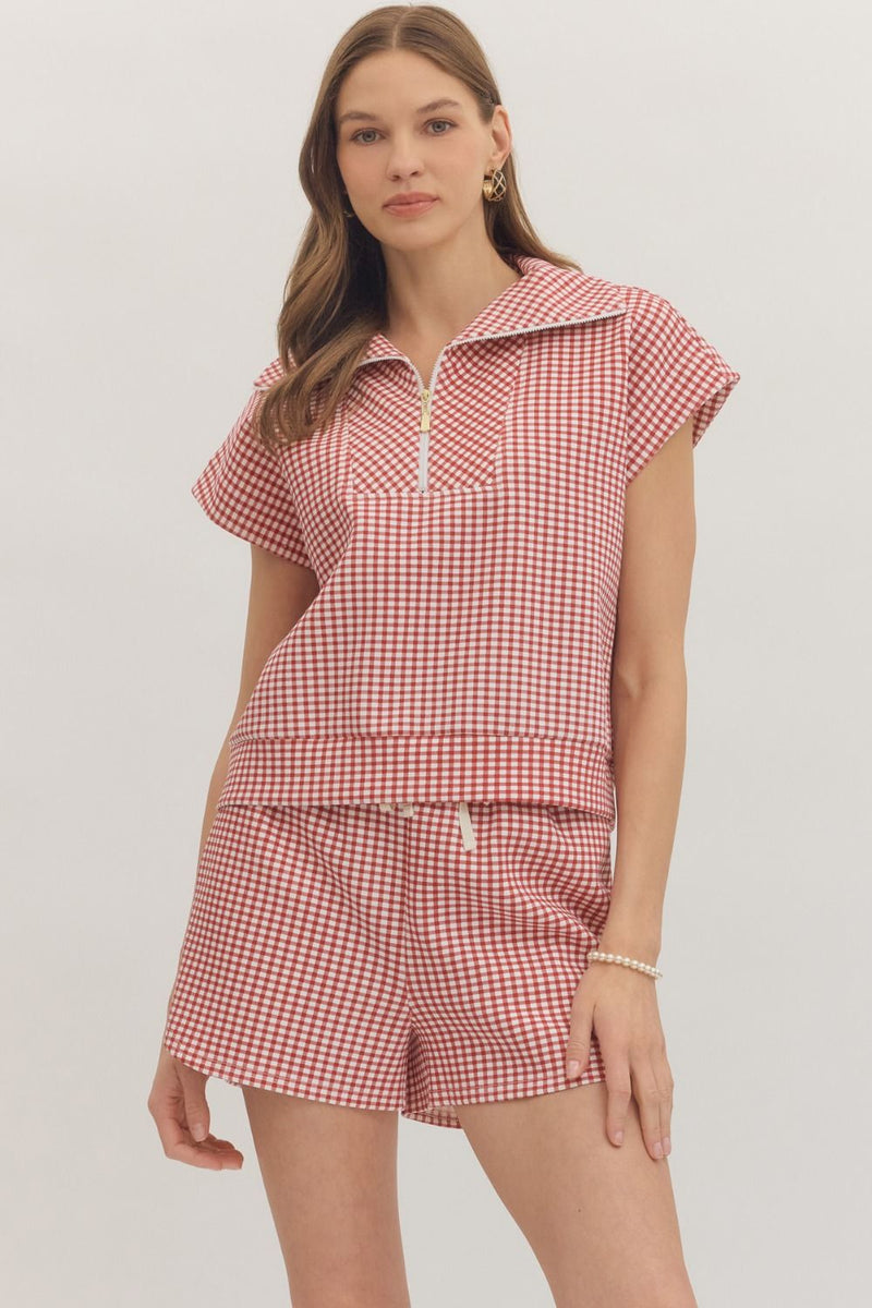 Red Gingham short set
