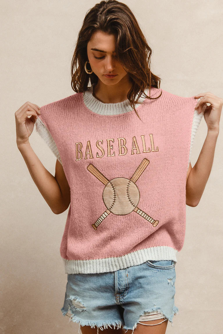Baseball patchwork sweater vest