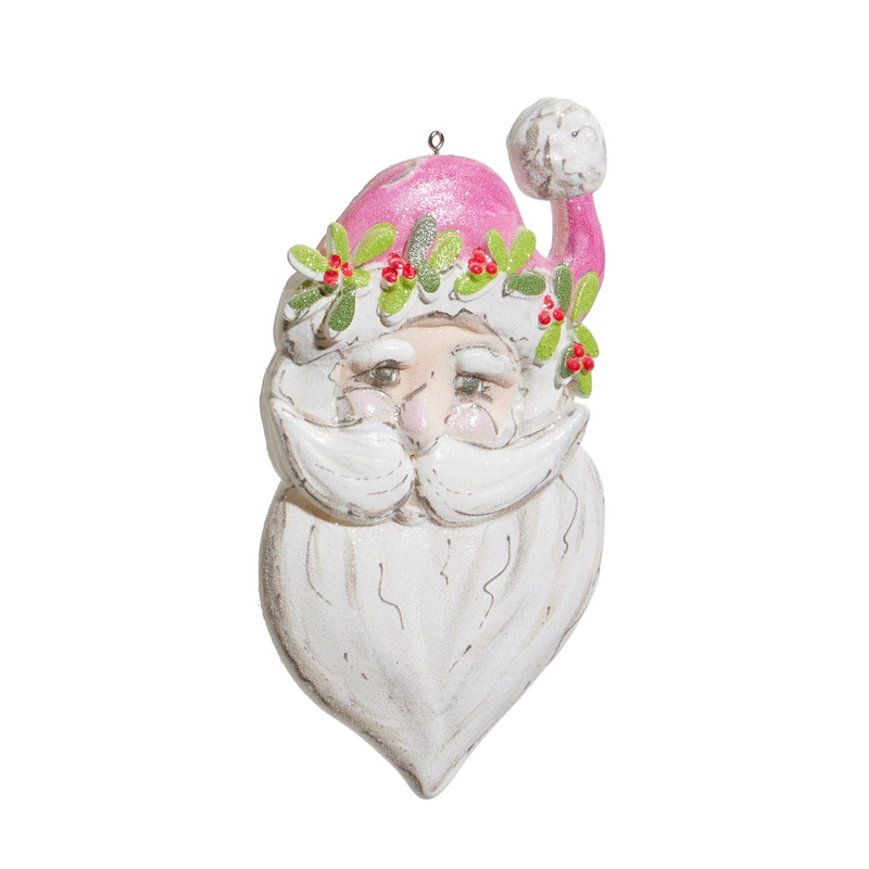 6” pink santa ornament
