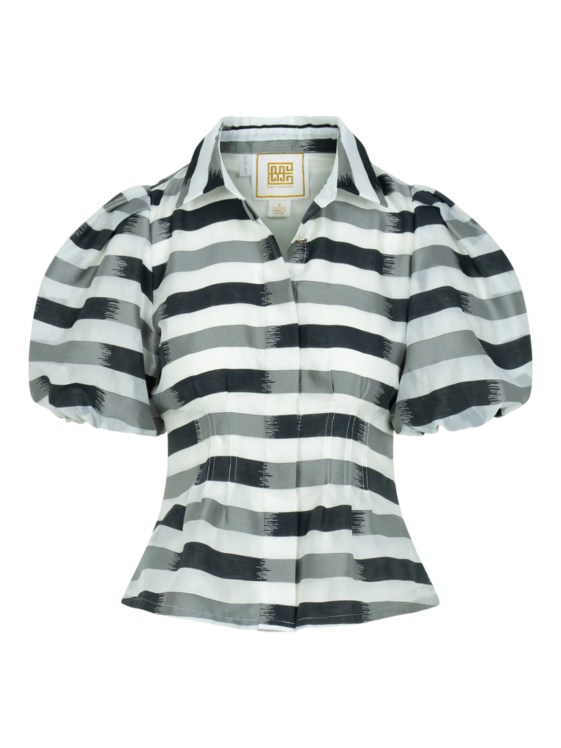 Britt top- Truffle Stripe