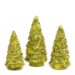 9.5” lighted green trees (set of 3)