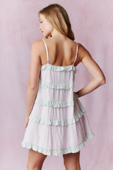 Contrast Ruffle detail sleeveless mini dress