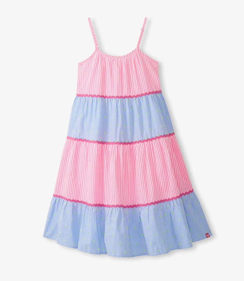 Mixed seersucker midi dress