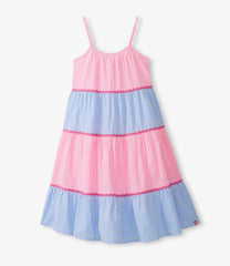 Mixed seersucker midi dress