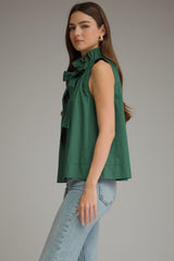 Ruffled bow collar top