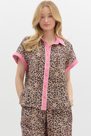 Leopard and pink pant set