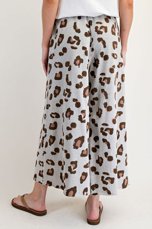 Plus- Animal print washed pants