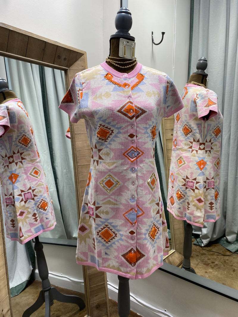QOS Aztec print dress