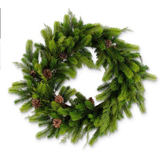 31” real touch fir and cypress pine wreath