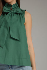 Ruffled bow collar top