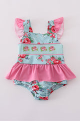Ruffle rose smocked swimsuit
