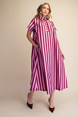 Plum striped midi dress