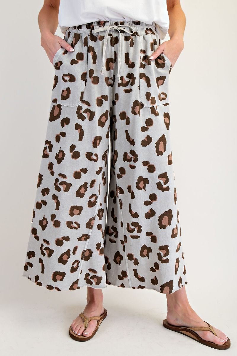 Plus- Animal print washed pants