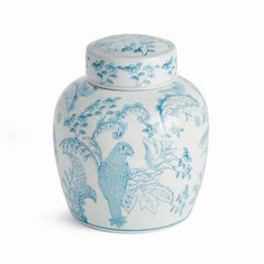 Monarch parrot lidded jar