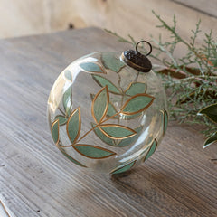 6” painted laurel glass ornament
