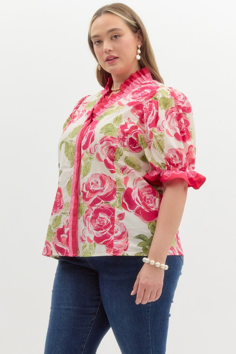 Curvy- Pink floral top