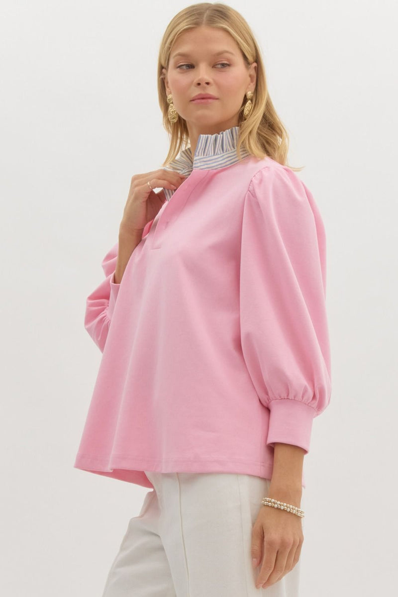 Pink pop collar top