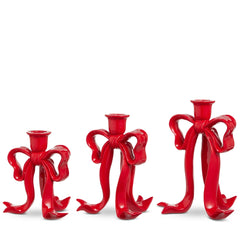 Red Bow candlestick holder (set of 3)