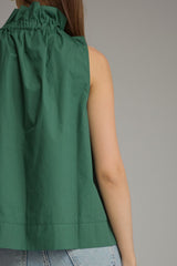 Ruffled bow collar top
