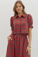 Plaid 2 piece skirt set