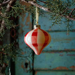 Pink,red, and white hand painted glass ornament