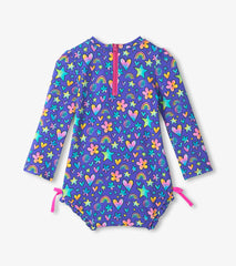 Watercolor doodles baby rash guard swimsuit