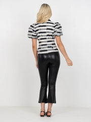 Britt top- Truffle Stripe