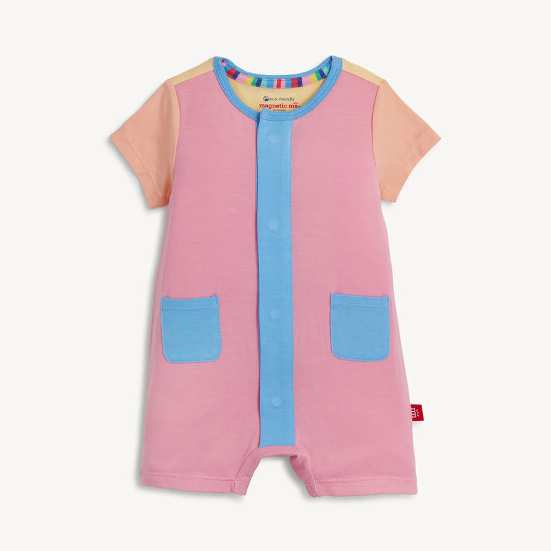 Color block Romper- Shell pink