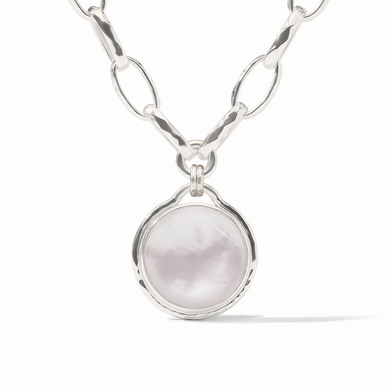 Solara statement necklace- silver iridescent clear crystal