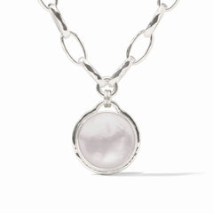 Solara statement necklace- silver iridescent clear crystal